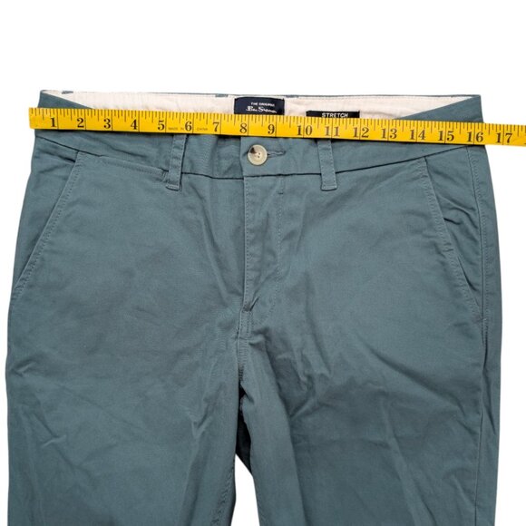 Ben Sherman Chino Pants Mens Sage Green Flat Front Cotton Stretch Size 32x32 - Picture 8 of 11